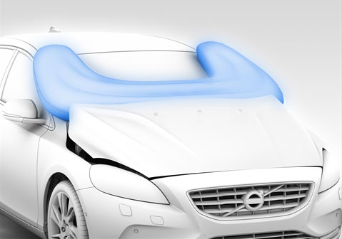 Voetgangers-airbag op de Volvo V40 Voetgangers-airbag op de Volvo V40
