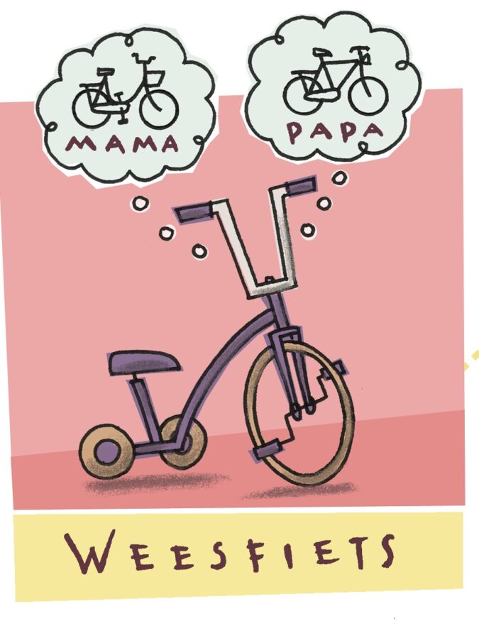 Verlaten kinderfiets droomt van zijn vader en moeder