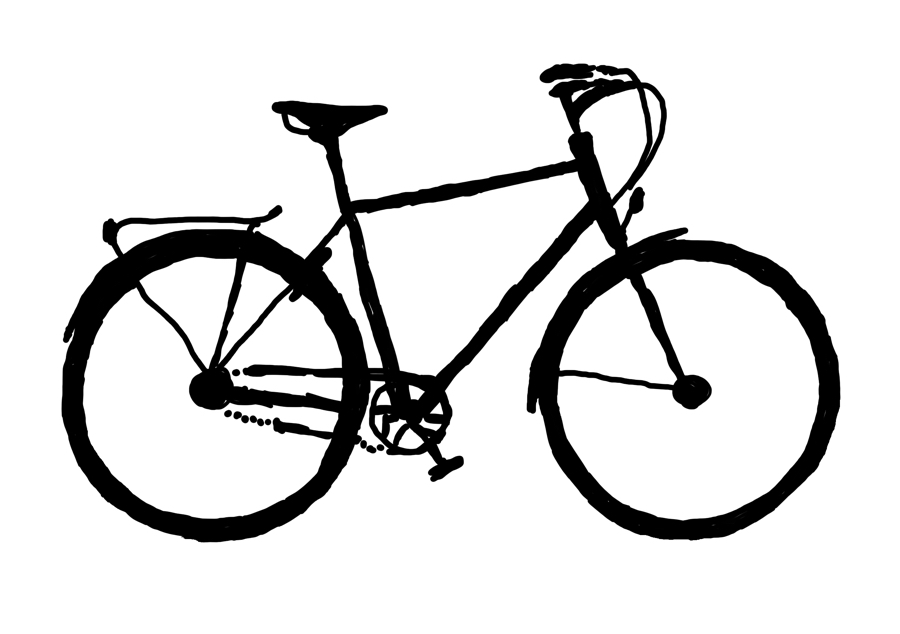 Tekening van een luxe stadsfiets met open kettingkast