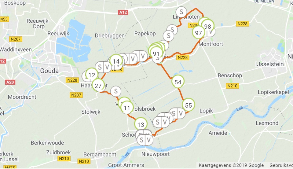 De route in Knooppunten