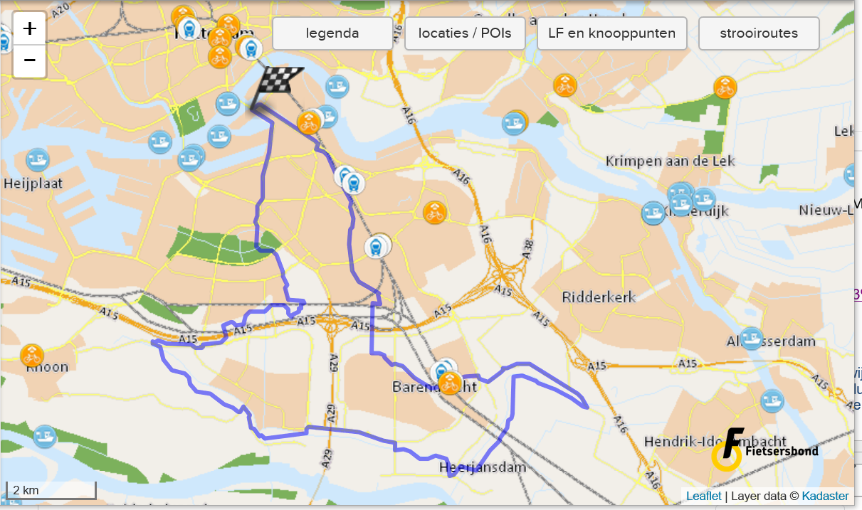 Rondje IJsselmonde in de Routeplanner