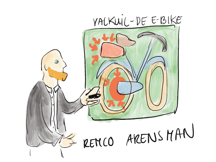 Tekening: fysiotherapeut waarschuwt voor e-bike