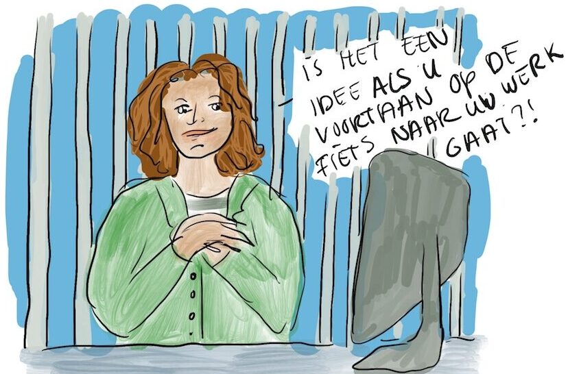 Tekening: dokter adviseert fietsen