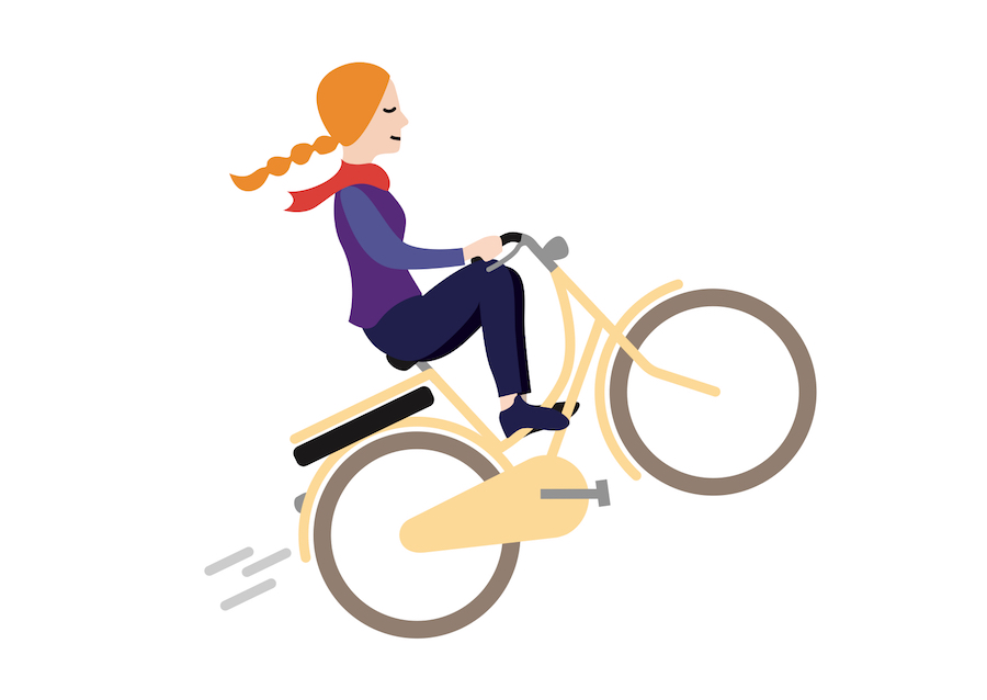 Meisje met vlechtjes op een e-bike