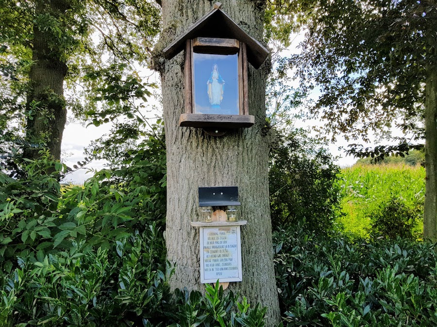 altaar voor Maria aan een boom