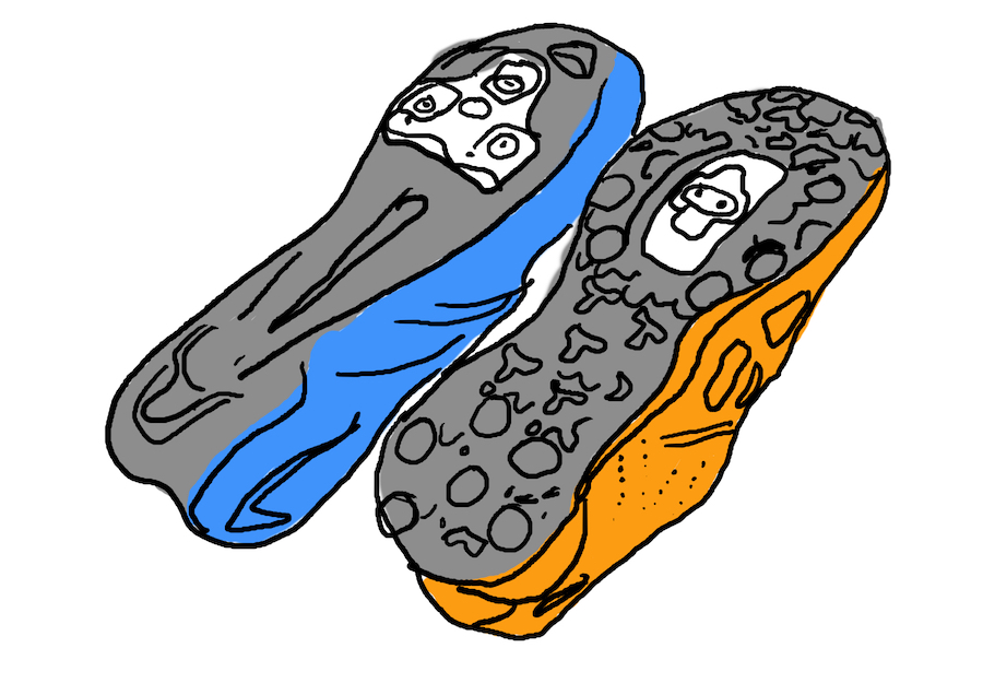 racefietsschoen en MTB-schoen