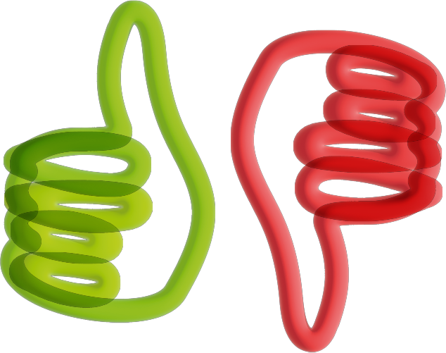 groen duimpje omhoog van ballonbanden en rood duimpje omlaag van ballonbanden