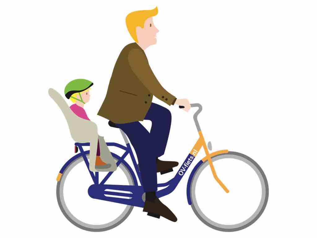 Illustratie OV-fiets met een kinderzitje