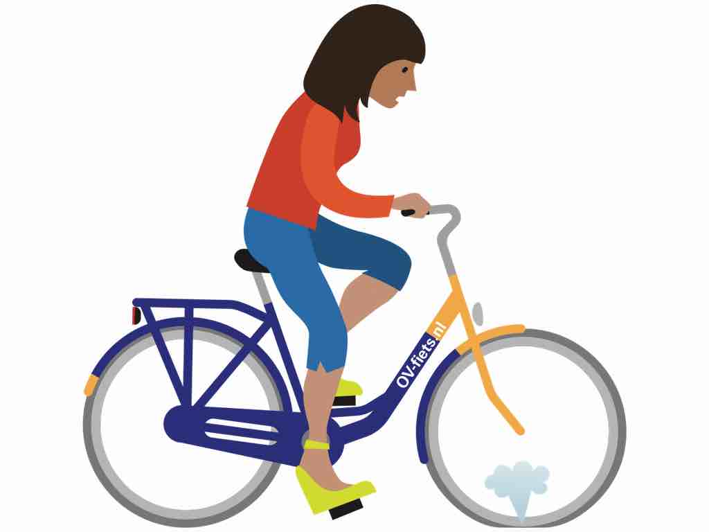 Illustratie OV-fiets met een lekke band