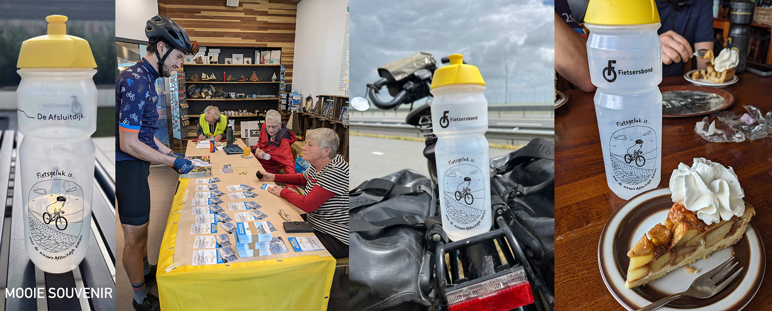 Fietsers konden 2 juli 2023 een unieke bidon ophalen bij de stands van de Fietsersbond.