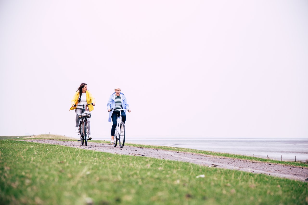 Fietsers op de route door de streek Oldambt in Groningen