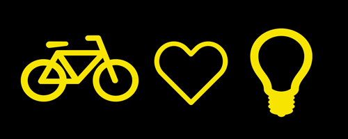 logo met fiets, hartje en lampje
