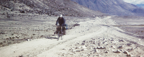 Foto wereldfietser Frank van Rijn in actie Wereldfietser Frank van Rijn in actie