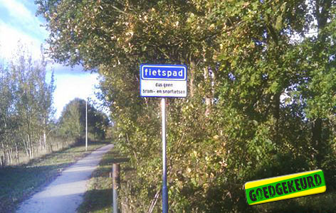 Bord fietspad bij Hanzeboorg
