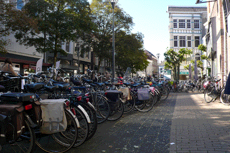 Foto: overvolle stallingen Oude Vismarkt